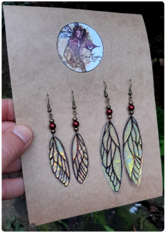 2 pairs of Cicada Fairy Wings Earrings - Small and Big | Unique handcrafted creation - online store