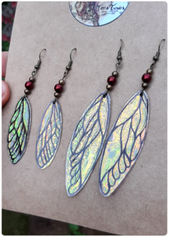 2 pairs of Cicada Fairy Wings Earrings - Small and Big | Unique handcrafted creation - buy online