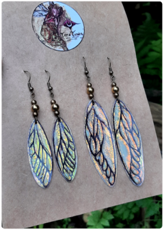 2 pairs of Cicada Fairy Wings Earrings - Small and Big | Unique handcrafted creation - TerraTundra - Artes Mágicas