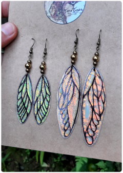 2 pairs of Cicada Fairy Wings Earrings - Small and Big | Unique handcrafted creation