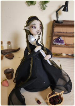 Cassandra the Kitchen Witch - Poseable OOAK Art Doll, Unique Sculpture - buy online