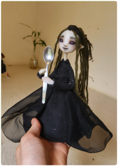 Cassandra the Kitchen Witch - Poseable OOAK Art Doll, Unique Sculpture