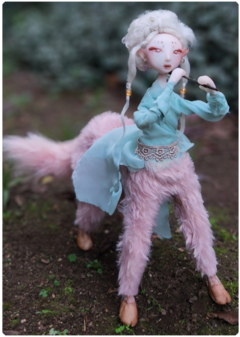 Image of Art Doll Aenam the Flutist Centaur - Elemental Articulated OOAK Sculpture