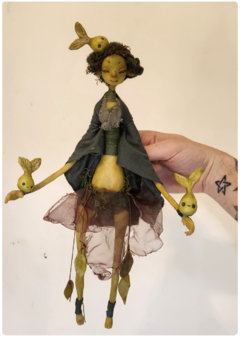 Veridia the Seed-Plant Creature - Articulated Art Doll, One-of-a-Kind Elemental Doll