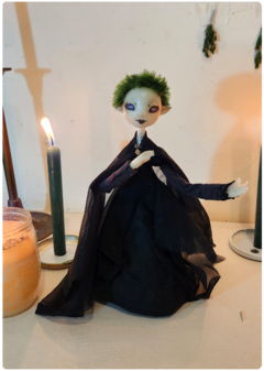 Daria the Poetry Witch - Poseable OOAK Art Doll, Unique Sculpture