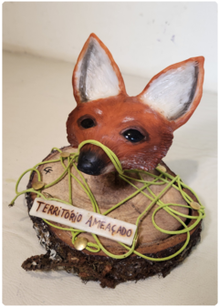 Eco sculpture "Threatened Territory" - Maned wolf asks for help - buy online