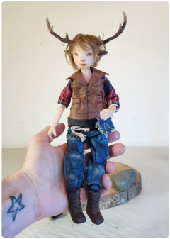 Image of Art Doll Gus, Sweet Tooth's hybrid - Fanart Unique articulated sculpture