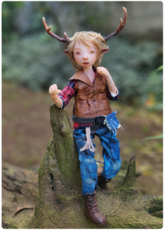 Art Doll Gus, Sweet Tooth's hybrid - Fanart Unique articulated sculpture - buy online