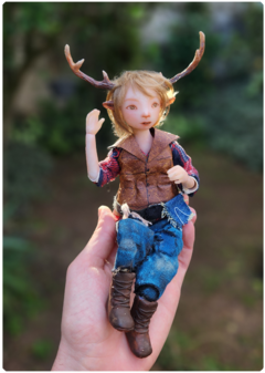 Art Doll Gus, Sweet Tooth's hybrid - Fanart Unique articulated sculpture - buy online