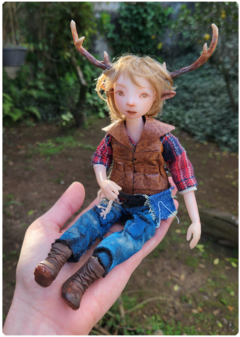 Art Doll Gus, Sweet Tooth's hybrid - Fanart Unique articulated sculpture