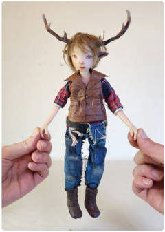 Art Doll Gus, Sweet Tooth's hybrid - Fanart Unique articulated sculpture on internet