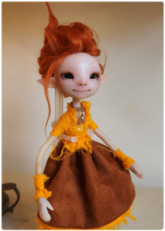 Hi, the Fire Elemental - Little Traveler OOAK Art Doll, Unique Sculpture - online store