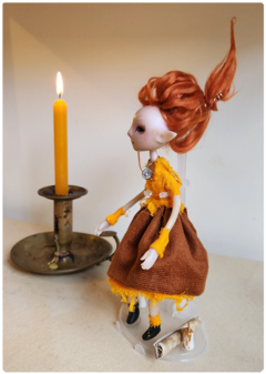 Hi, the Fire Elemental - Little Traveler OOAK Art Doll, Unique Sculpture