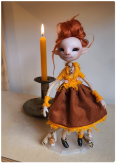 Hi, the Fire Elemental - Little Traveler OOAK Art Doll, Unique Sculpture