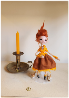 Hi, the Fire Elemental - Little Traveler OOAK Art Doll, Unique Sculpture on internet