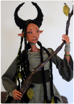 Kaína, the Moon Empress - Art Doll Sculpture | Elven Dreams Collection - online store