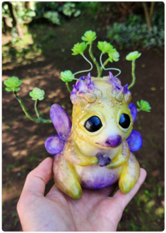 Image of Art Doll KOINÚR, the Plant Dragon Creature - OOAK Eco Sculpture with LED - FREE Shipping!