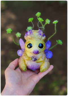 Art Doll KOINÚR, the Plant Dragon Creature - OOAK Eco Sculpture with LED - FREE Shipping! on internet