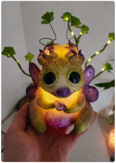 Art Doll KOINÚR, the Plant Dragon Creature - OOAK Eco Sculpture with LED - FREE Shipping! - TerraTundra - Artes Mágicas