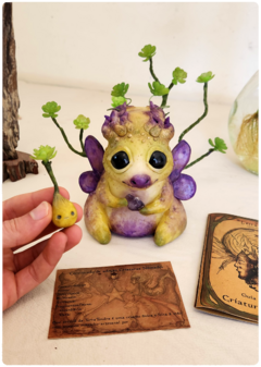 Art Doll KOINÚR, the Plant Dragon Creature - OOAK Eco Sculpture with LED - FREE Shipping! - buy online