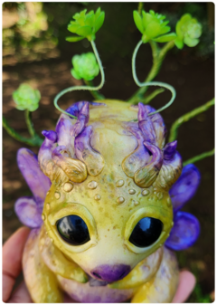 Art Doll KOINÚR, the Plant Dragon Creature - OOAK Eco Sculpture with LED - FREE Shipping!