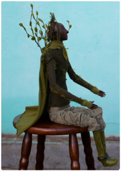 Krone, the Leaf Elf - Art Doll Sculpture | Elven Dreams Collection - online store