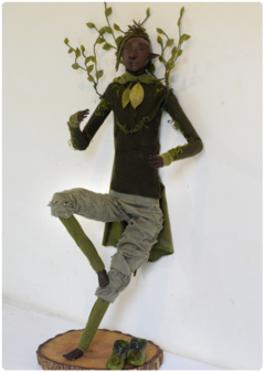 Krone, the Leaf Elf - Art Doll Sculpture | Elven Dreams Collection