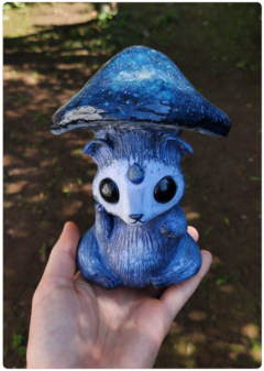 Art Doll LUPIUS, the Cosmic Mushroom - OOAK Eco Sculpture with Lapis Lazuli - FREE shipping