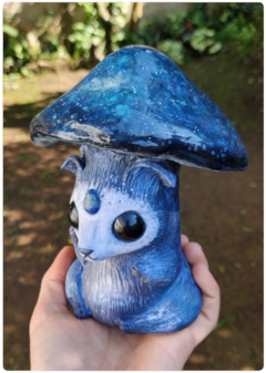 Art Doll LUPIUS, the Cosmic Mushroom - OOAK Eco Sculpture with Lapis Lazuli - FREE shipping - buy online