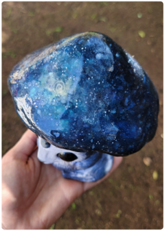 Image of Art Doll LUPIUS, the Cosmic Mushroom - OOAK Eco Sculpture with Lapis Lazuli - FREE shipping