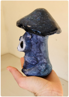 Art Doll LUPIUS, the Cosmic Mushroom - OOAK Eco Sculpture with Lapis Lazuli - FREE shipping