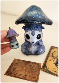 Art Doll LUPIUS, the Cosmic Mushroom - OOAK Eco Sculpture with Lapis Lazuli - FREE shipping - buy online