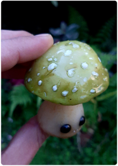 Collectible Miniature: Mushroom Being 05 - Green | Fungus Art Doll on internet