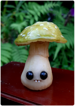 Collectible Miniature: Mushroom Being 05 - Green | Fungus Art Doll