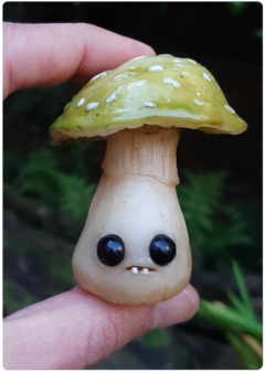 Image of Collectible Miniature: Mushroom Being 05 - Green | Fungus Art Doll