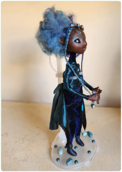 Mizu, the Water Elemental - Little Traveler OOAK Art Doll, Unique Sculpture on internet