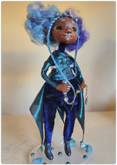 Mizu, the Water Elemental - Little Traveler OOAK Art Doll, Unique Sculpture - online store