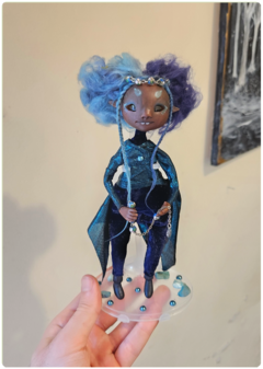 Mizu, the Water Elemental - Little Traveler OOAK Art Doll, Unique Sculpture