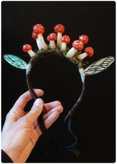 Image of Mushroom Crown with Fairy Wings - Visionary Amanita Muscaria Tiara