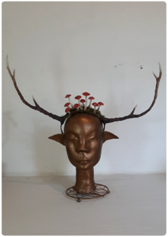 Mushroom Crown with Deer Horns - Visionary Amanita Muscaria Tiara - buy online