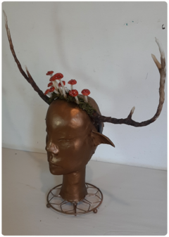 Mushroom Crown with Deer Horns - Visionary Amanita Muscaria Tiara