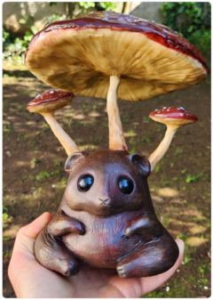 Art Doll ORNA, the Earthy Amanita Mushroom Creature - OOAK Eco Sculpture with biophilic design - FREE shipping on internet