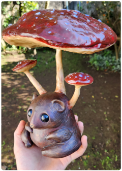 Art Doll ORNA, the Earthy Amanita Mushroom Creature - OOAK Eco Sculpture with biophilic design - FREE shipping on internet