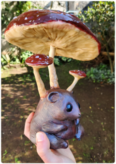 Image of Art Doll ORNA, the Earthy Amanita Mushroom Creature - OOAK Eco Sculpture with biophilic design - FREE shipping