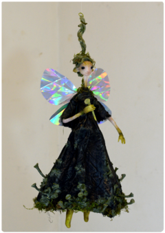 Pixie Cup Lichen Fairy - Mushroom OOAK Art Doll | Unique Fungi Poseable Sculpture