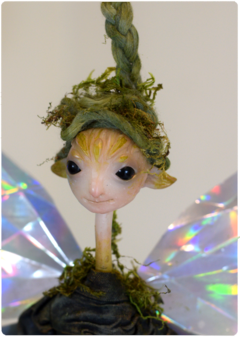 Pixie Cup Lichen Fairy - Mushroom OOAK Art Doll | Unique Fungi Poseable Sculpture - buy online