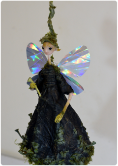 Pixie Cup Lichen Fairy - Mushroom OOAK Art Doll | Unique Fungi Poseable Sculpture - buy online