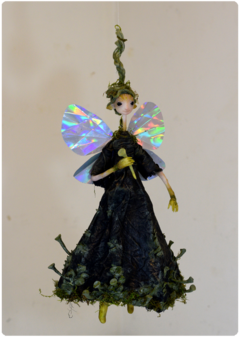 Pixie Cup Lichen Fairy - Mushroom OOAK Art Doll | Unique Fungi Poseable Sculpture on internet