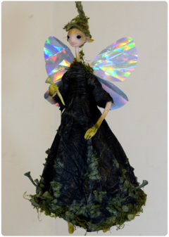 Pixie Cup Lichen Fairy - Mushroom OOAK Art Doll | Unique Fungi Poseable Sculpture - online store