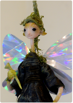 Pixie Cup Lichen Fairy - Mushroom OOAK Art Doll | Unique Fungi Poseable Sculpture - TerraTundra - Artes Mágicas